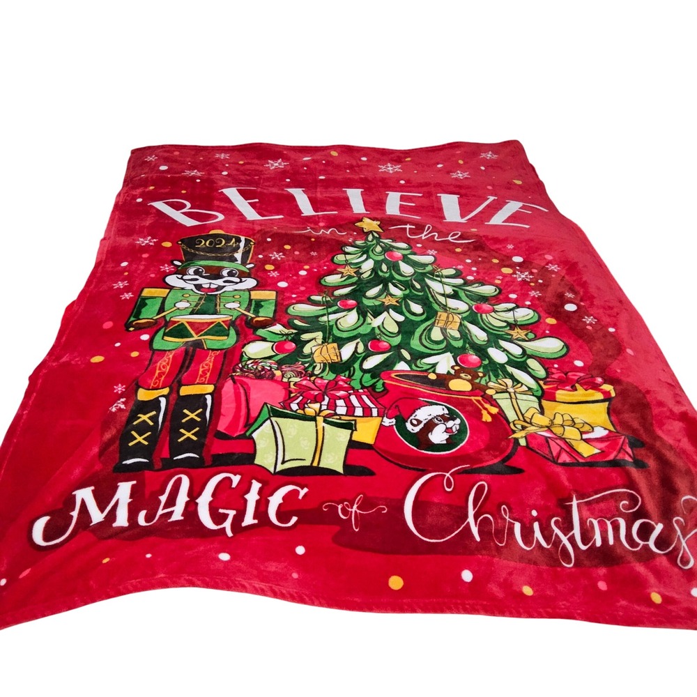 Buc-ee's Plush Throw Blanket 50x70 Red Nutcracker Magic of Christmas 2024